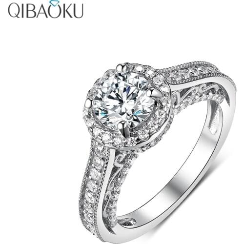 Luxury Solid 14K 18K White Gold S925 Sterling Silver Round Halo Moissanite Engagement Ring for Women Jewelry Wedding Rings