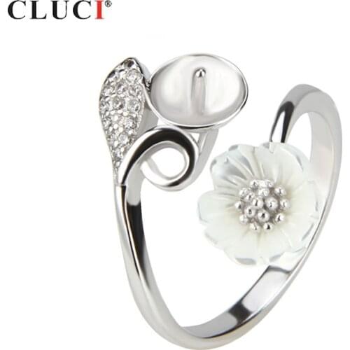 CLUCI Real Silver 925 Pure Flower Ring for Women Wedding Engagement Sterling Silver Adjustable Zircon Ring Jewelry Gift SR2048SB