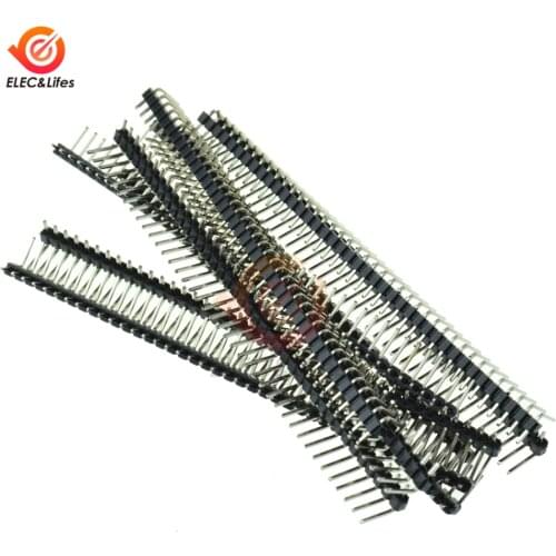 10Pcs 2.54mm 40Pins 40 Pin Single Row Curved Pin Header Connector Strip 40-pin Curved Needle For Arduino Electronic Components