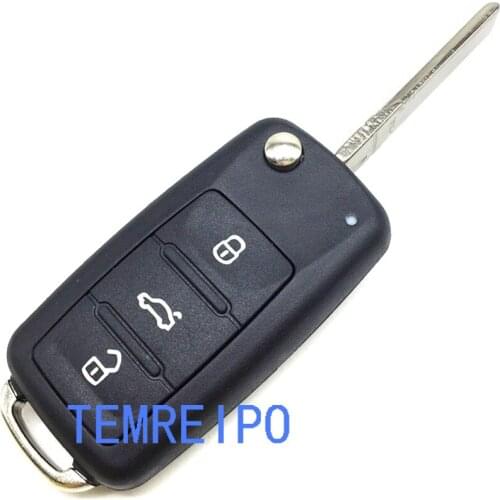 10pcs/lot New 3 BN Folding Car Flip Remote Key Replacement blank Case FOB Shell For Vol kswagen Seat Sko da