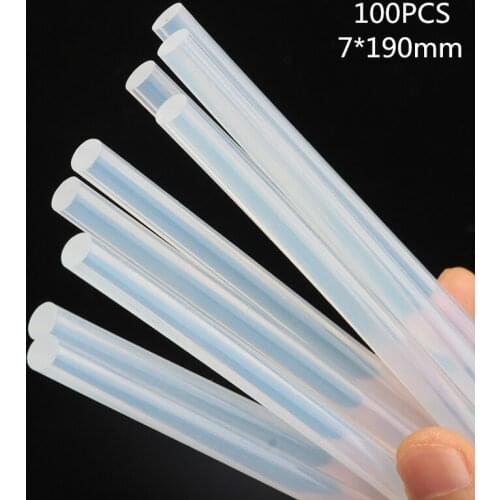 100pcs/set 7mmx190mm Transparent Hot-melt Gun Glue Sticks Gun Adhesive DIY Tools for Hot-melt Glue Gun Repair Alloy Accessories