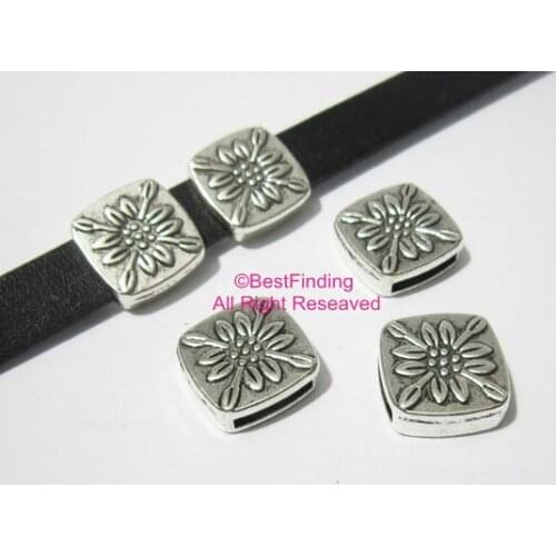 10x2mm Flower leather findings 10mm flat leather slider -FF87