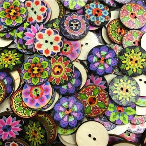 250PCS Retro Wood Buttons Sewing Handwork Scrapbook Clothing DIY Crafts Gift Card Making Accessories 20mm 25mm Vintage Button