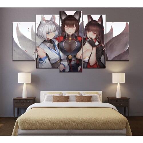 5 Panel Akagi Azur Lane Game Poster Canvas Printed Painting For Living Room Wall Art Decor Picture Artworks Poster