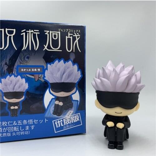 9cm Mini Anime Jujutsu Gojo Satoru Hand-Sitting Cute Ver. PVC Action Figure Yuji Satoru Fushiguro Yuji Collect Model Gift Toy