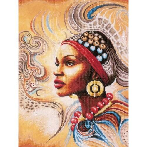 African Woman DIY Embroidery 11CT Cross Stitch Kits Needlework Craft Set Printed Canvas Cotton Thread Home Decoration Sell