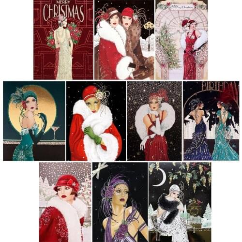 Noble Woman Character Full Round Drill Diamond Painting 5D DIY Mosaic Kits Wall Art Home Decoration Gift Hanging Painting 30x40