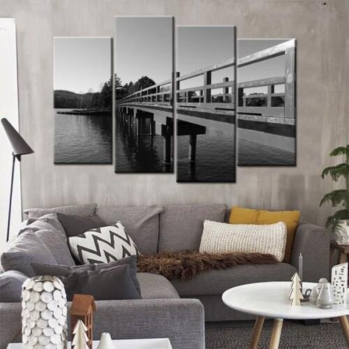 Full square round drill diy diamond painting 4pcs Black White Bridge Landscape 5d diamond mazayka embroidery wall stickerZP-2220