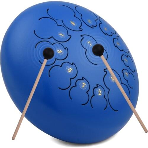 12-inch 13-Tone Steel Tongue Drum D Key Percussion Instrument Hand Pan Drum with Drum Mallets Carry Bag Music Book