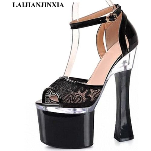 New spring and summer new products high heels with fish-mouth sandals, 18cm south Korean waterproof platform and lace Dance Shoe