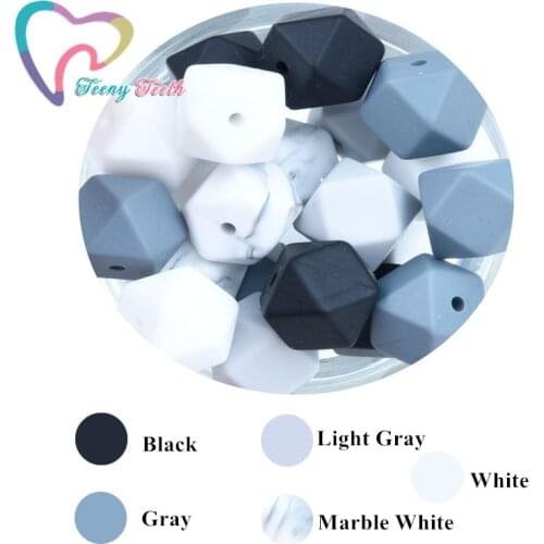 20 PCS MIX Infant Teether 14 MM Silicone Hexagon Beads Baby Teething Beads Food Grade Nursing Chew Silicone Beads Baby Teether