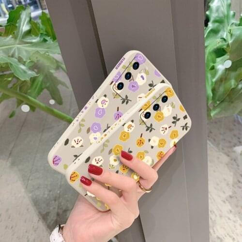 Small Yellow Flowers Liquid Silicone Phone Case For Huawei P40 P30 P20 Pro Mate 40 30 20 Pro P Smart 2021 Y7A Soft Back Cover