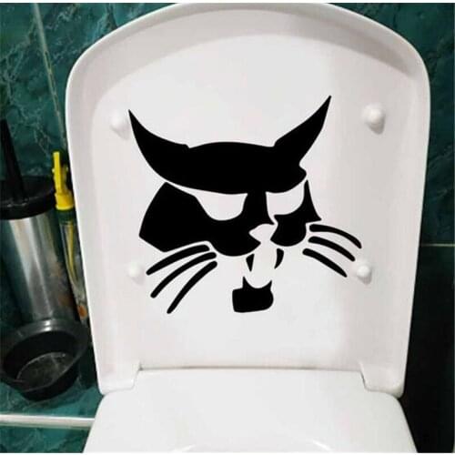 Black Cat Face Toilet sticker Seat Refrigerator Wall Sticker Decal PCV stickers