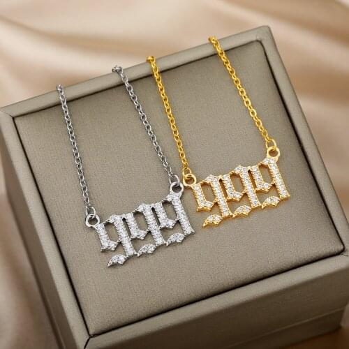 Zircon Angel Number Necklace For Women Lucky 111 222 333 444 555 666 777 888 999 Crystal Devil Necklace Pendant Luxury Jewelry