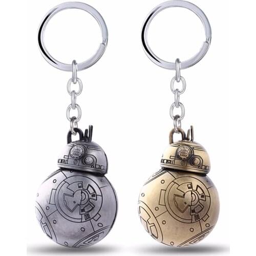 10 Pcs wholesale lots War Star Toys The Force Awakens 3D BB8 BB-8 R2D2 Droid Robot key chain Ring Action Figure stormtrooper Du