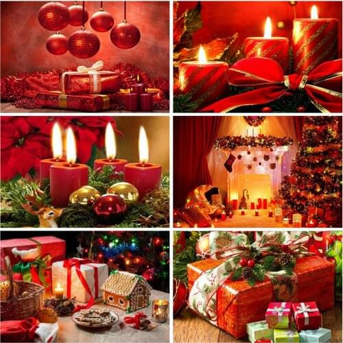 Evershine Diamond Embroidery Christmas Candle Diamond Painting Full Drill Landscape Picture Of Rhinestones Needlework Home Decor