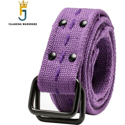 FAJARINA Many Colours Optional Unisex Double Ring Soft Canvas Strap Belts for Jean Freeshipping Wholesale Price CPBT0041