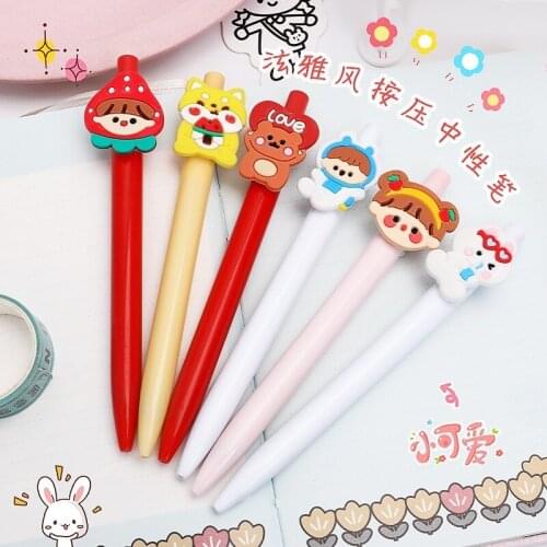 Gel Pens Cute Stationary 0.5mm Kawaii Cool Pens Cartoons Cute Pen Novel Korean Stationery Gel Ink Pen School Office Accessories