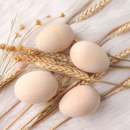 63Mm 12Pc Large Wooden Eggs Shape Diy Unfinished Wood Egg Handmade Bottom Wooden Teething Toys Nurse Gifts Baby Teether