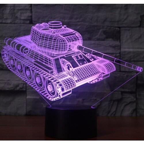 7 Colors Changing Desk Lamp 3D Lamp LED Night Light Tank Shape Touch Table Lamp Stereoscopic Illumination