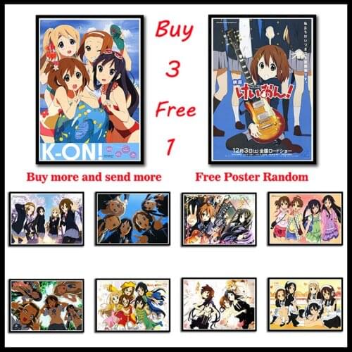 K-ON Japanese anime HD printing Coated Paper poster Wall Sticker Bar Cafe Decorative Painting Frameless