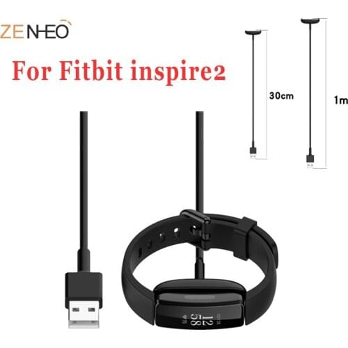 30cm/1m USB Fast Charging Cable Cord For Fitbit Inspire 2 Smart Watch Bracelet Charger Adapter Charger Smartwatch Accessories