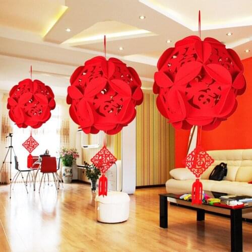 China Fu letters Lantern Decorations flower ball Chinese New Year home 2021 Decor Hanging Pendant Good Fortune Lantern drop ship