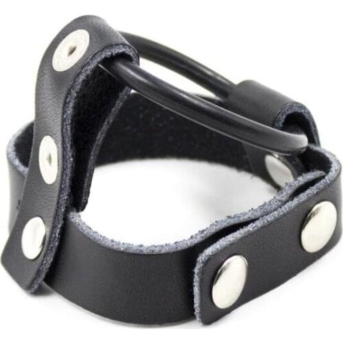 Snap-On Cock Ring ball Harness Rubber Ball Stretcher Belt Delay Rings Leather Penis Sleeve Sex Toys for Men