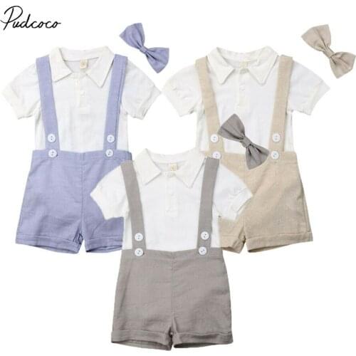 2019 Three Kinds of Color Toddler Baby Boy Gentleman Romper Jumpsuit Bodysuit Party Wedding Clothes Outfit
