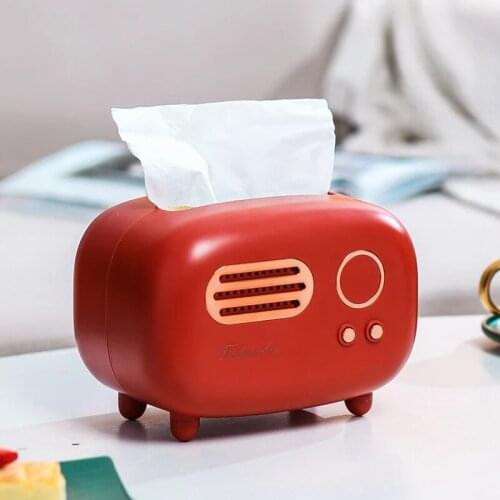 1pcs Tissue Box Retro Radio Model Tissue Box Desktop Paper Holder Vintage Dispenser Storage Napkin Case Organizer Ornament Craft