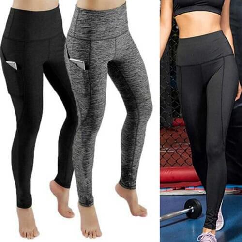 Spandex High Waist Legging Pockets Fitness Bottoms Running Sweatpants for Women Quick-Dry Sport Trousers Workout Yoga Pants
