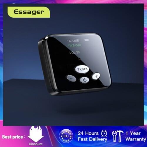 Hot Essager Bluetooth Transmitter Receiver 3.5mm Jack Bluetooth 5.0 Aux Audio Wireless Adapter For PC TV Headphone Car Computer