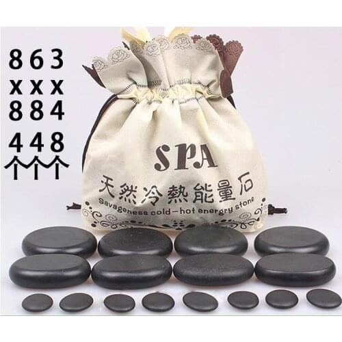 Massage hot stone lava Natural Energy massage stone set hot spa rock basalt stone massage with heater bag 220V US /EU plug