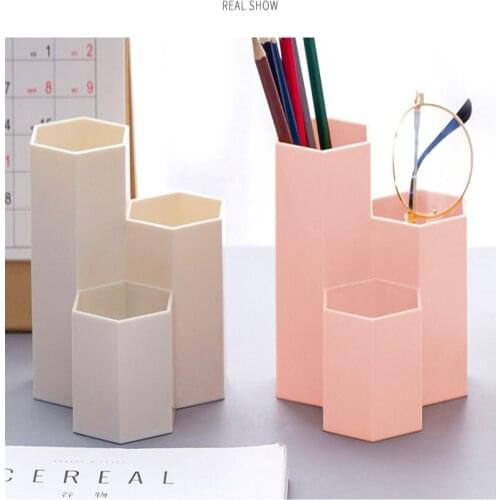 Frosted Simple Oblique Plug-in PMultifunctional Desktop Pen Holder Cosmetic Storage Box Handmade Modern Home Decoration