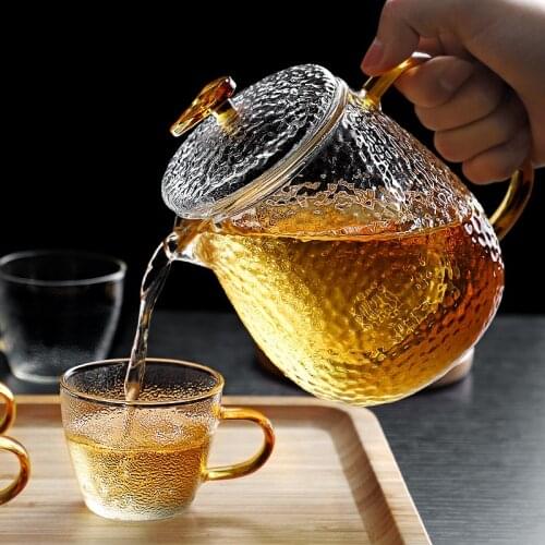 Glass Borosilicate Teapot Set Thick Household Heat Resistant Explosion-proof Teapot Gas Stove Heated Thickened Kettle Cup Set