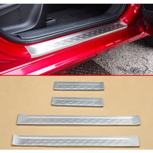 Stainless Steel Door Sill Scuff Plates Protector Cover Stripe Fit For Mazda 2 DJ DL Accessories 2015 2016 2017 2018 Molding Trim