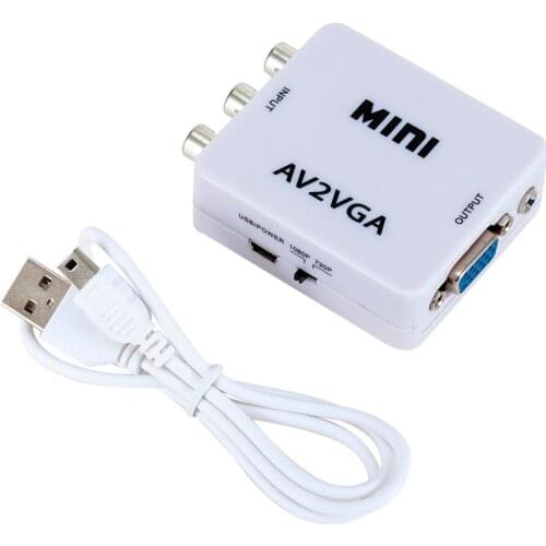 Mini HD AV2VGA Video Converter Convertor with 3.5mm Audio AV VGA Converter Conversor For PC to TV HD Computer