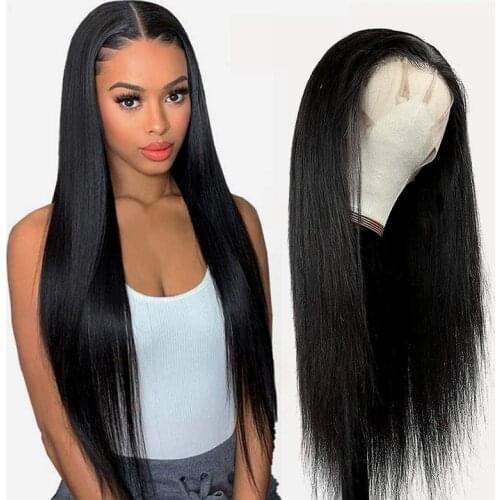 Straight Human Hair Wigs Brazilian Remy Hair Wigs Pre Plucked 4x2 Lace Part Wig Natural Color 150% Density For Women