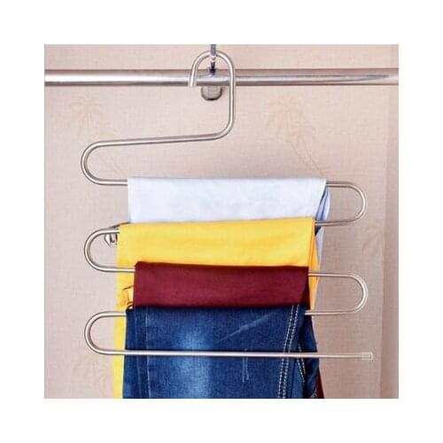 Five S-Type Layers Trouser Hanger Hangers Space-Saving Clothes Pants Non-Slip Closet Organizer For Scarf Jeans Clothes Towels