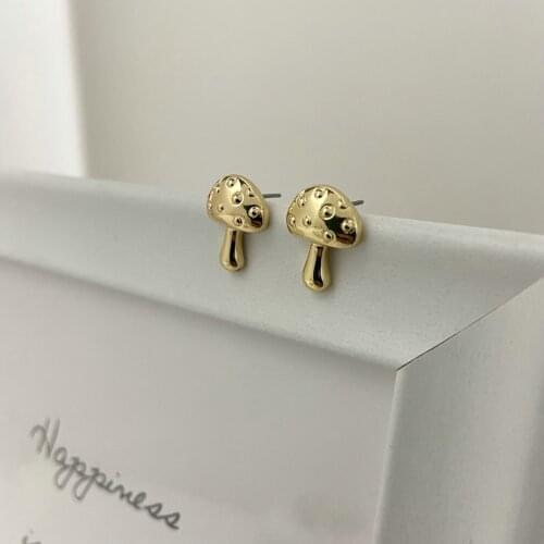 Stainless Steel Mushroom Earrings Brincos 2021 Earing Women Ear Studs Oorbellen Aretes Pendientes Piercing Tragus Jewelry