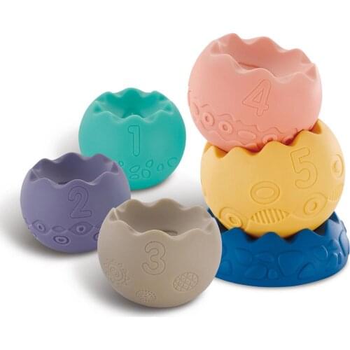Silicone Building Blocks Baby Grasp Toy 3D Touch Hand Soft Balls Baby Massage Rubber Teethers Squeeze Sensory Bath Toy For Kids