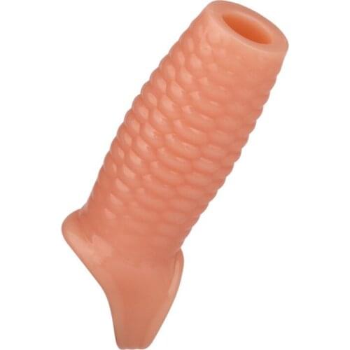 Silicone Penis Sleeve Extender Reusable Enlarge Penis Condoms Dildo Enhancer Sleeves For Adults Intimate Cock Rings