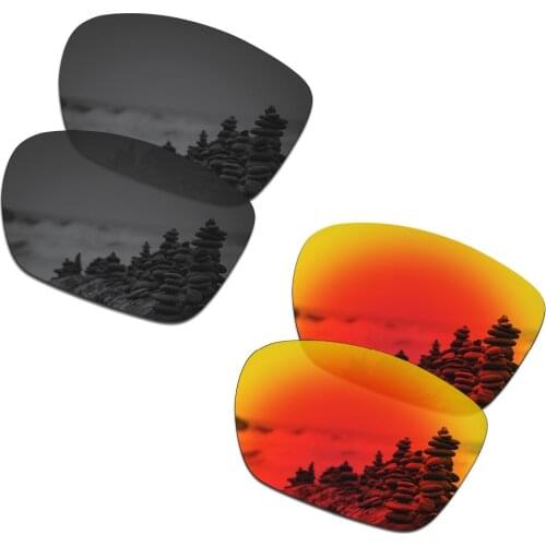 SmartVLT 2 Pairs Polarized Sunglasses Replacement Lenses for Oakley Twoface XL Stealth Black and Fire Red