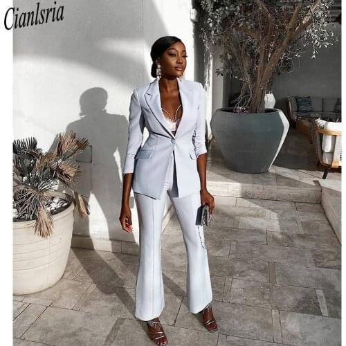 Sexy Mother of the Bride Suits Slim Fit V Neck Hollow Back Office Lady Wide Pants Suit Prom Party Wedding (Jacket+Pants)
