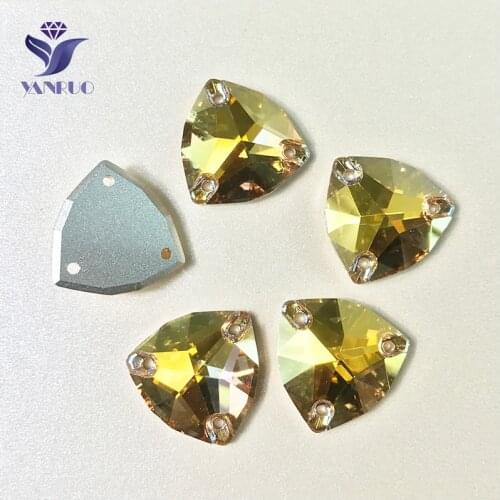 YANRUO 3272 All Sizes Metallic Sunshine Trilliant Flat Back Glass Rhinestones Glitter Strass Sewing Crystals Stones For Dress