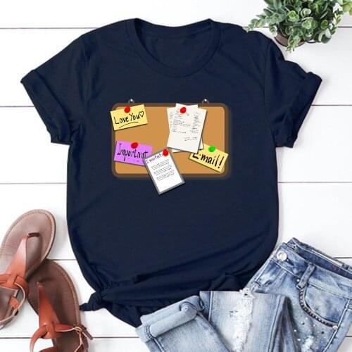 Bulletin Board Women T Shirt Casual Funny Tshirts Kawaii Tees Top Hipster Female Harajuku Short Sleeves Shirts Woman Clothe
