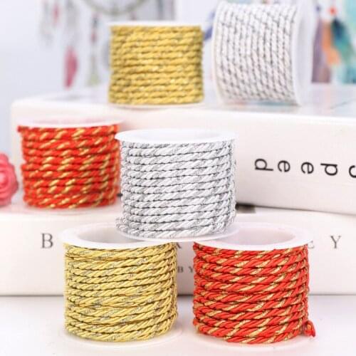 3M Gold Wire Bleached Cotton Rope DIY Manual Accessories Gift Packaging Hanging Tag Rope