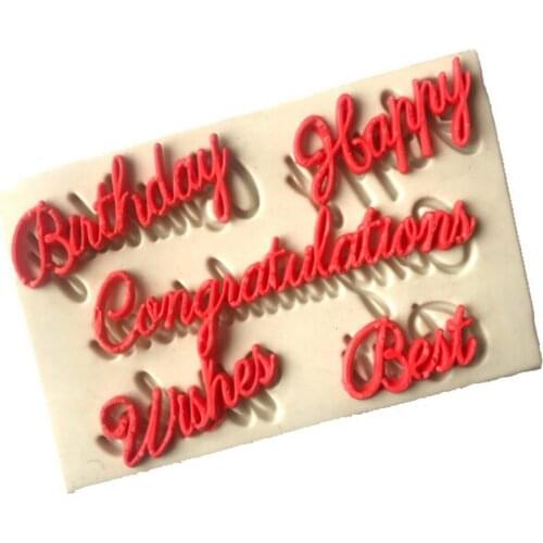 1 Pcs Chocolate Mould Cake Decorating Tools Blessing Letters Happy Birthday Best Wishes Congratulations Silicone Fondant Molds