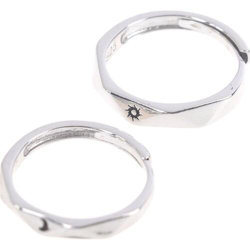 1pc Minimalist Vintage Plated Adjustable Rings Party Valentines Day Commemorate Jewelry Sun Moon Couples Ring Set