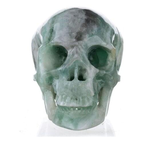 1100g Natural Green Fluorite Crystal Skull Carving,Collectibles